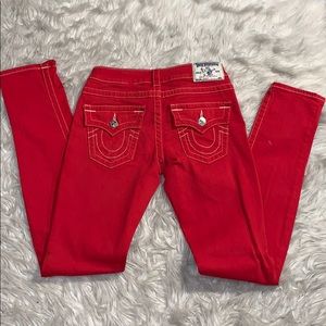 Red True Religion Denim Jeans